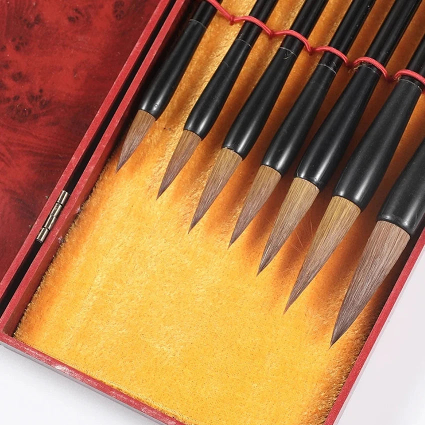 Pinceles para artistas, juego especial de pluma de caligrafía, práctica de escritura regular, 7 piezas por juego en caja de madera
