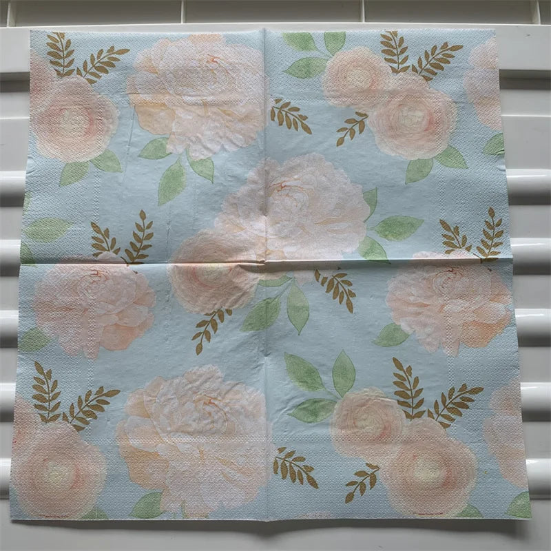 Decoupage-Servilletas de papel de flores, mariposas, 20 unidades