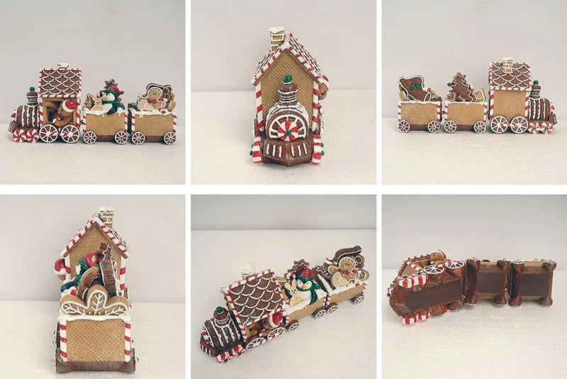 Figura de tren navideño de resina para decoración del hogar