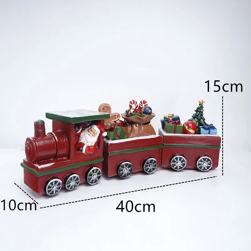 Figura de tren navideño de resina para decoración del hogar