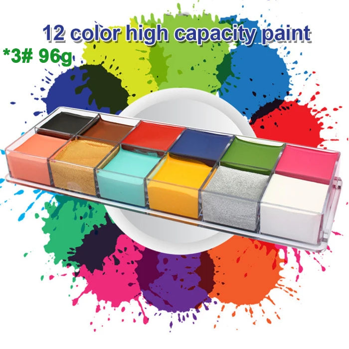 Kit de pintura con pinceles para niños y adultos, maquillaje corporal, arte corporal, ingrediente seguro, 12/20 colores