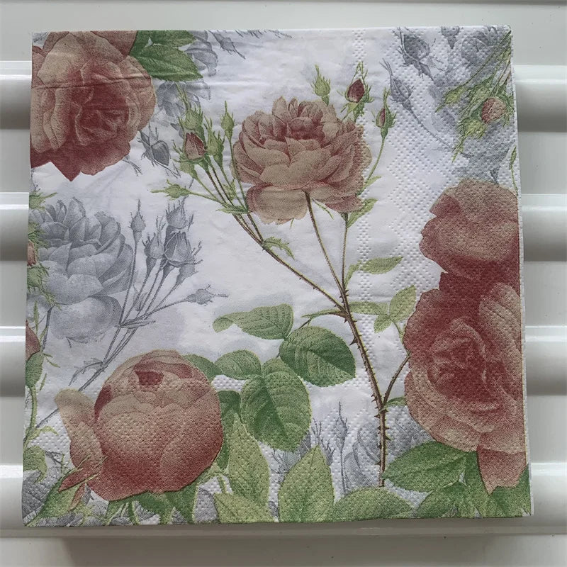 Decoupage-Servilletas de papel de flores, mariposas, 20 unidades