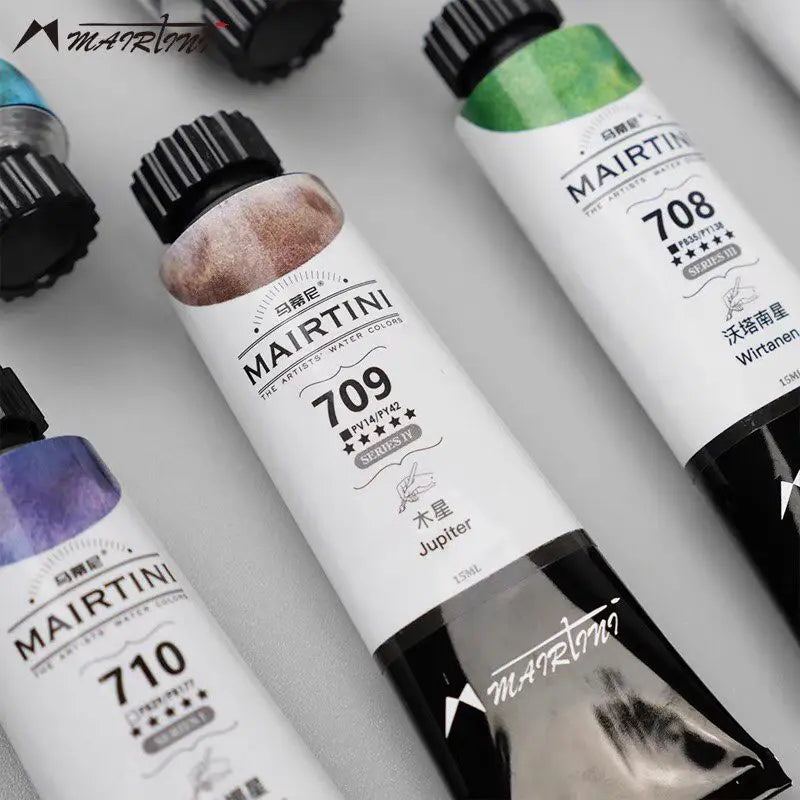 MAIRTINI-tubo de pintura de acuarela profesional, 12 colores, 5/15ml, suministros de arte