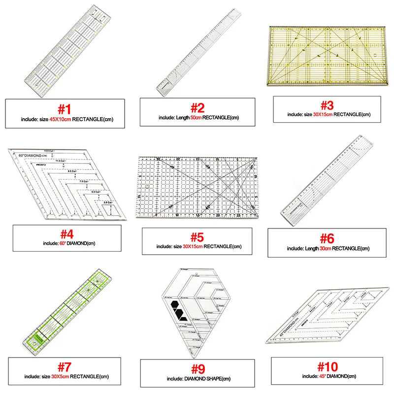 4 unids/set de reglas de costura, acrílicas