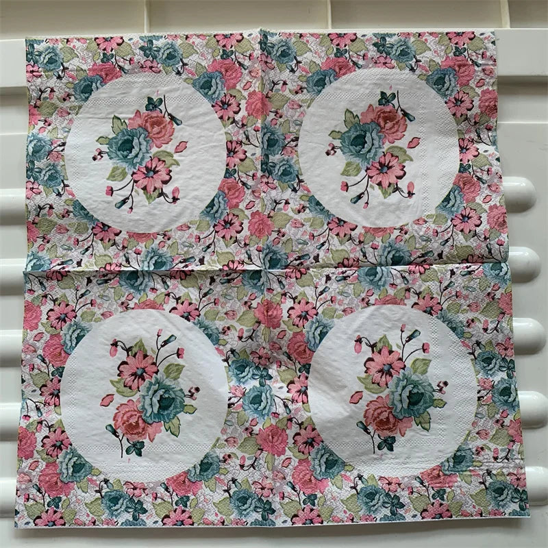 Decoupage-Servilletas de papel de flores, mariposas, 20 unidades