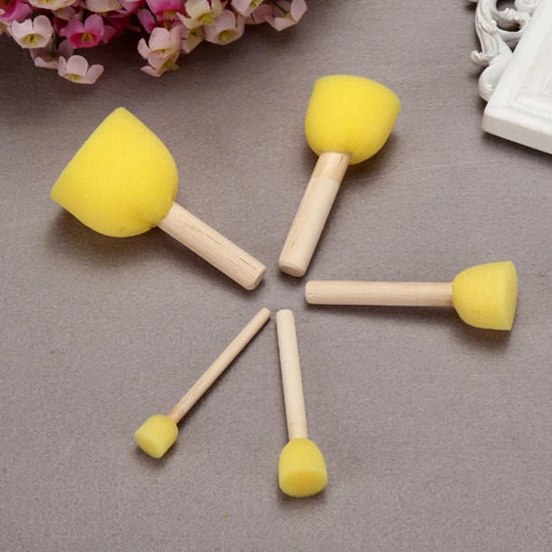 Juego de pinceles de esponja con mango de madera, 5 uds.