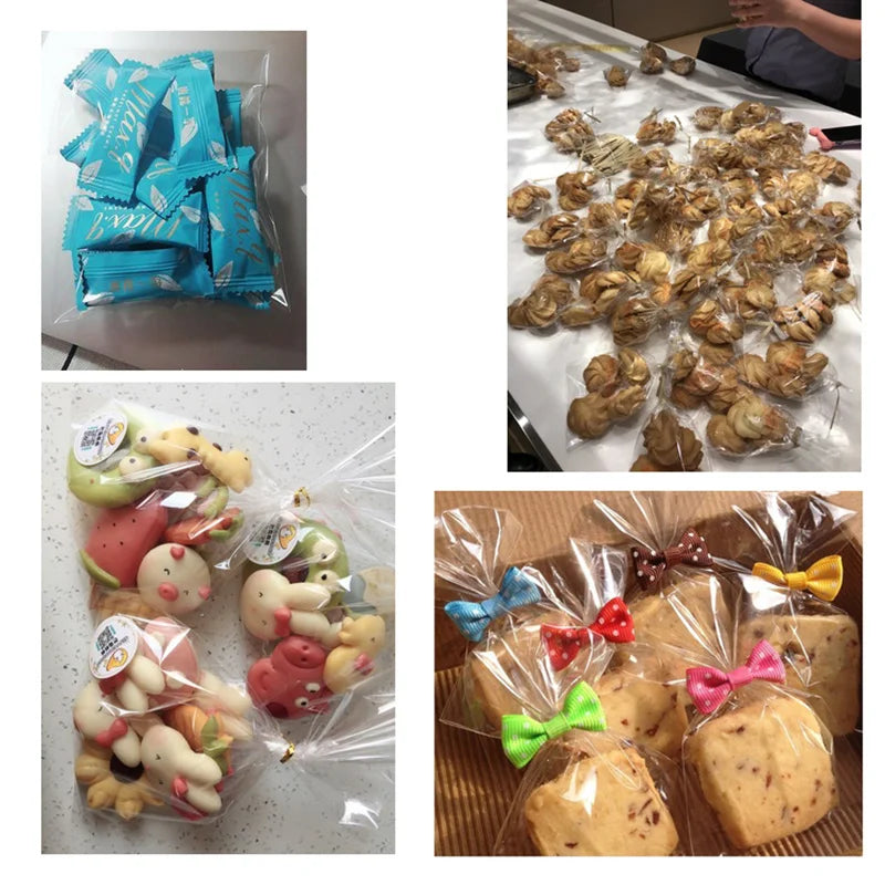 100 Bolsas de plástico transparente para dulces, galletas, pan, alimentos, etc., con alambre de cierre