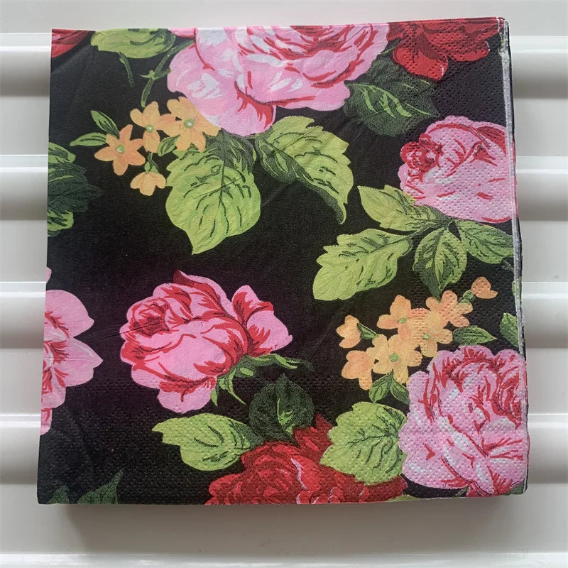 Decoupage-Servilletas de papel de flores, mariposas, 20 unidades