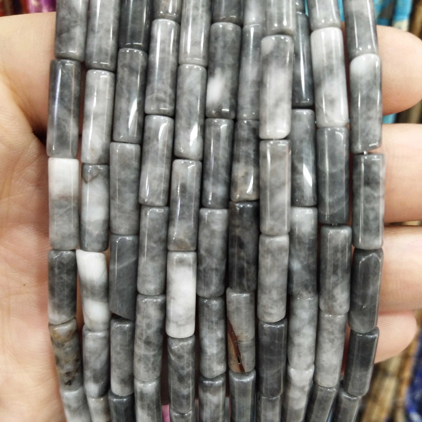 Cilindro de piedra Natural, turquesas, ágatas, lapislázuli, mostacillas de piedra