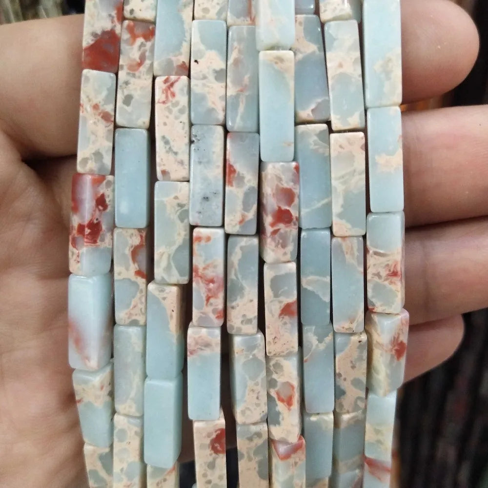 28PCS aprox. Piedra Natural cuadrada, Ojo de Tigre, lapislázuli, ágata, labradorita, jaspe, para fabricación de joyas 4*13mm