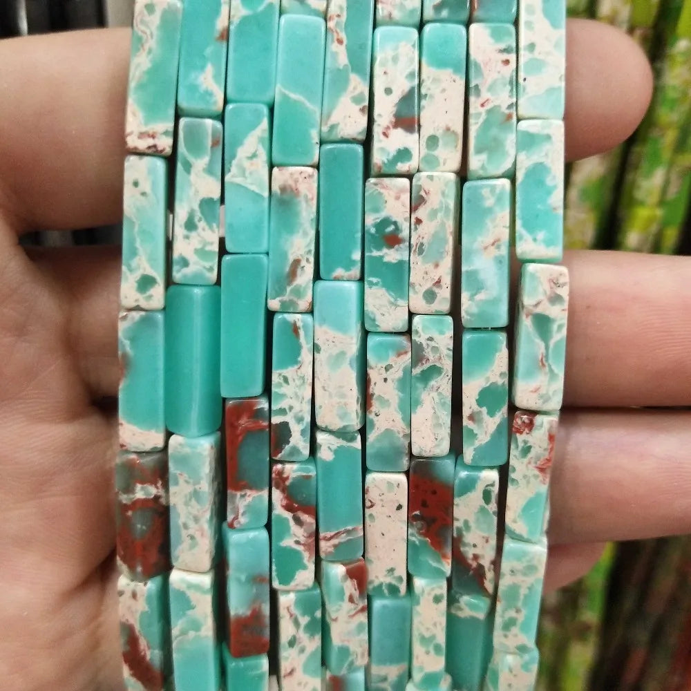 28PCS aprox. Piedra Natural cuadrada, Ojo de Tigre, lapislázuli, ágata, labradorita, jaspe, para fabricación de joyas 4*13mm
