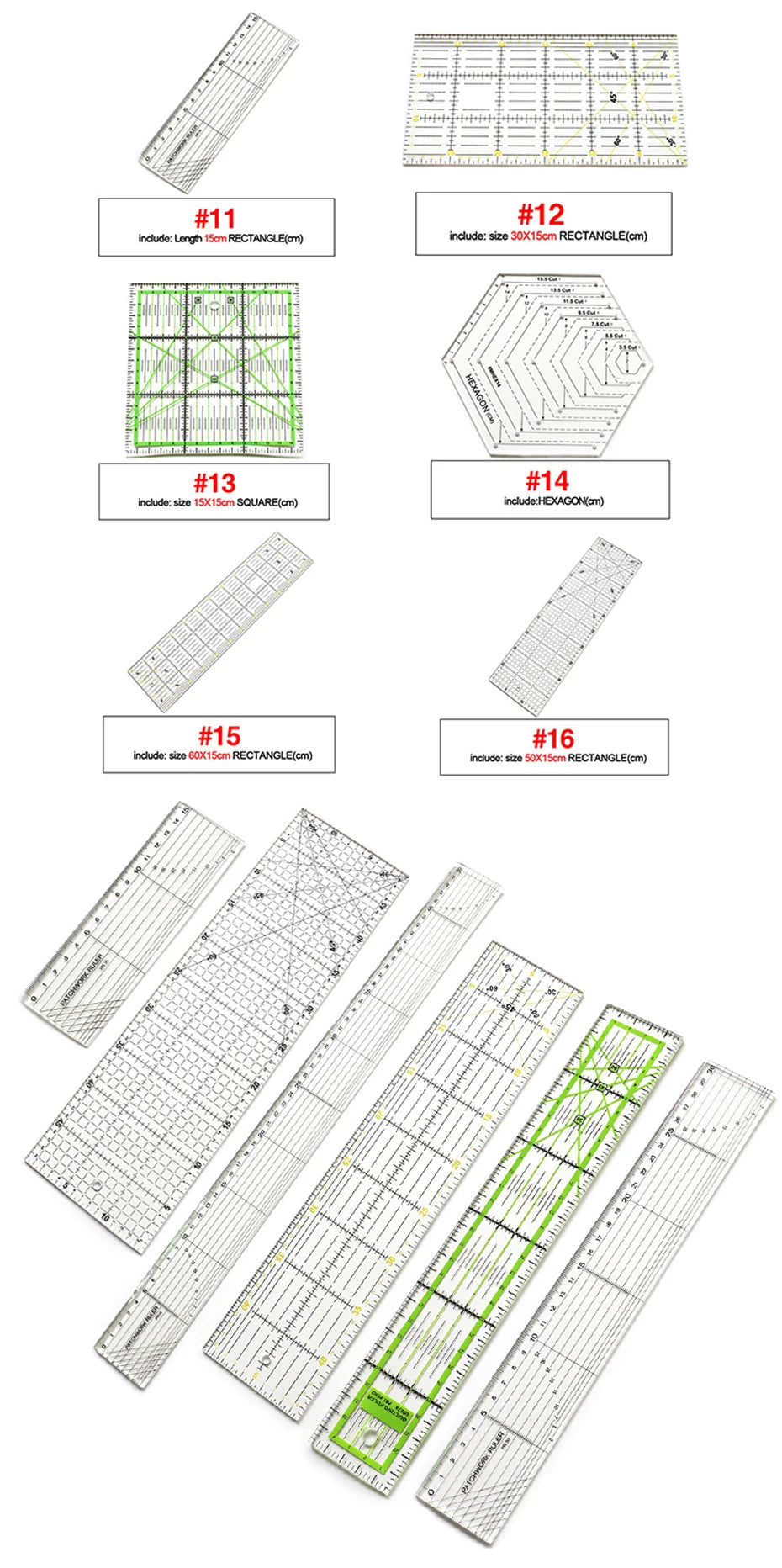 4 unids/set de reglas de costura, acrílicas