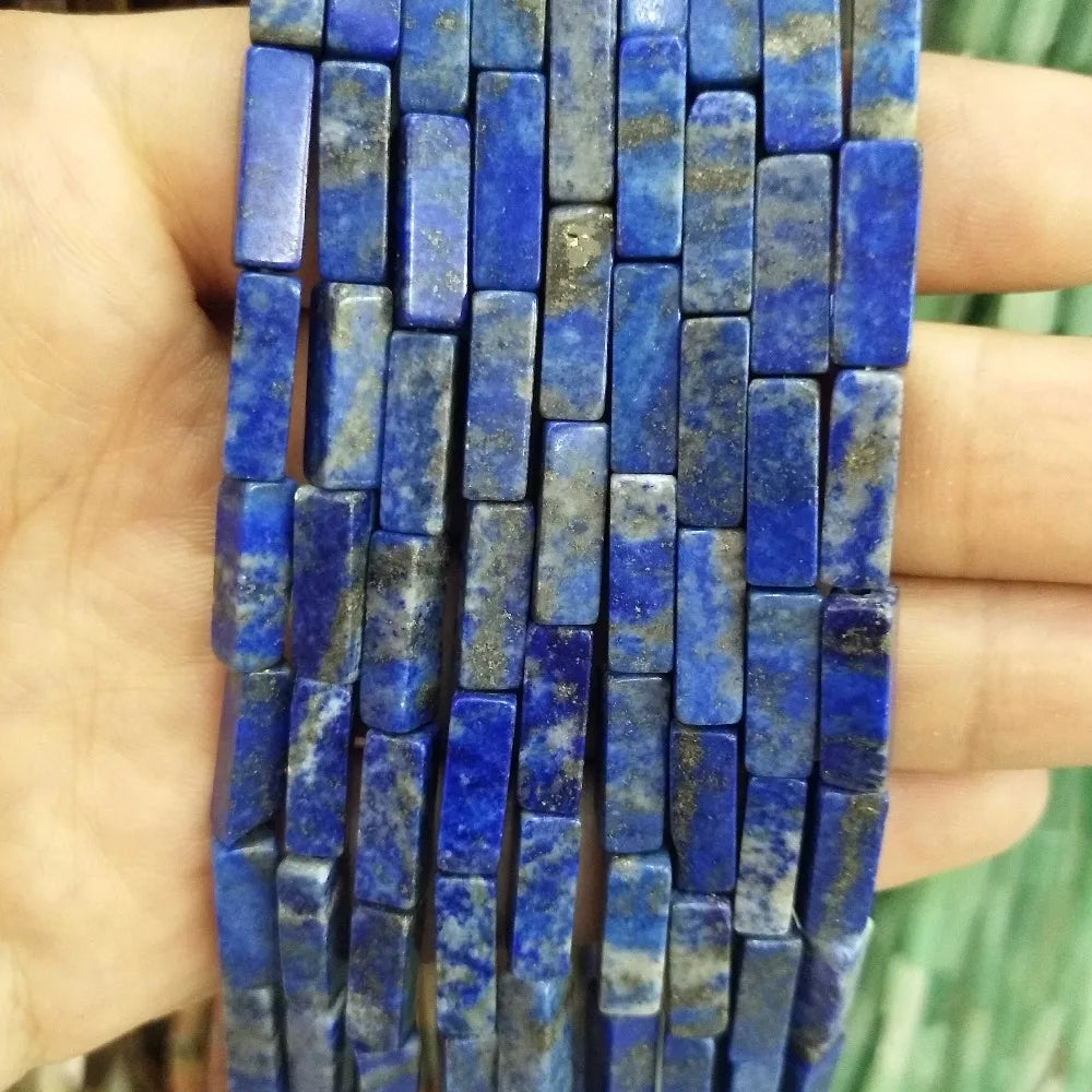 28PCS aprox. Piedra Natural cuadrada, Ojo de Tigre, lapislázuli, ágata, labradorita, jaspe, para fabricación de joyas 4*13mm