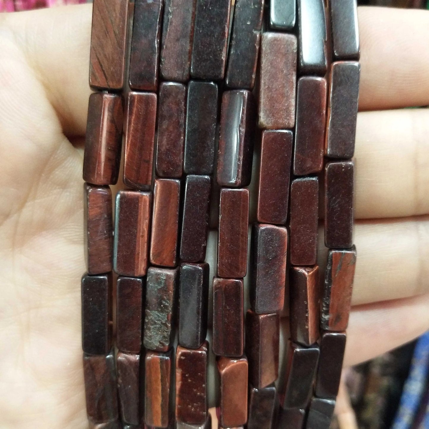 28PCS aprox. Piedra Natural cuadrada, Ojo de Tigre, lapislázuli, ágata, labradorita, jaspe, para fabricación de joyas 4*13mm