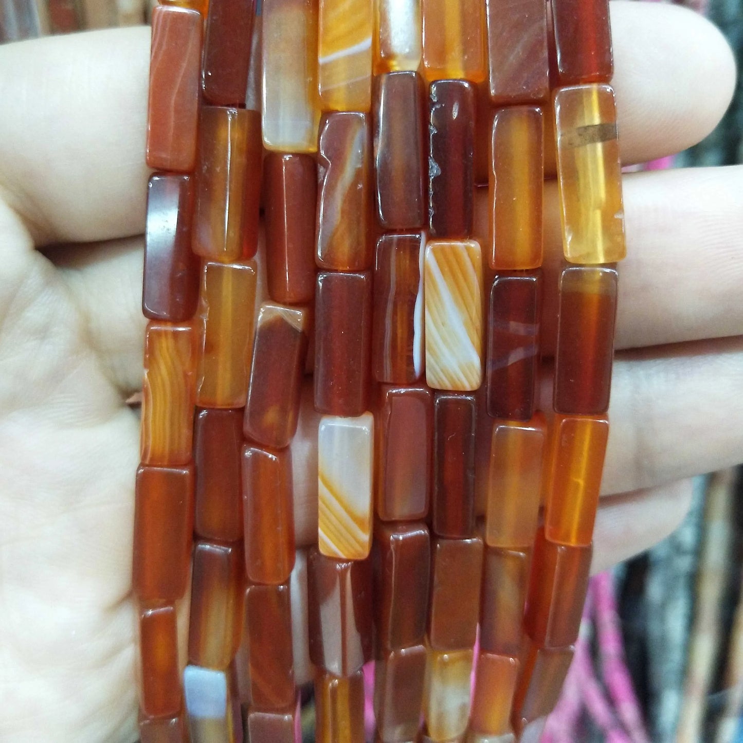 28PCS aprox. Piedra Natural cuadrada, Ojo de Tigre, lapislázuli, ágata, labradorita, jaspe, para fabricación de joyas 4*13mm