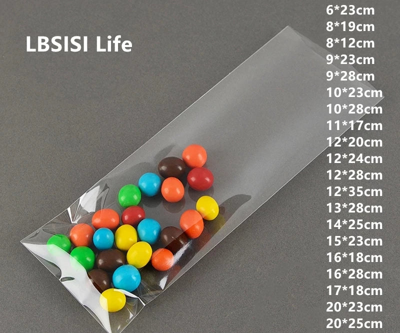 100 Bolsas de plástico transparente para dulces, galletas, pan, alimentos, etc., con alambre de cierre