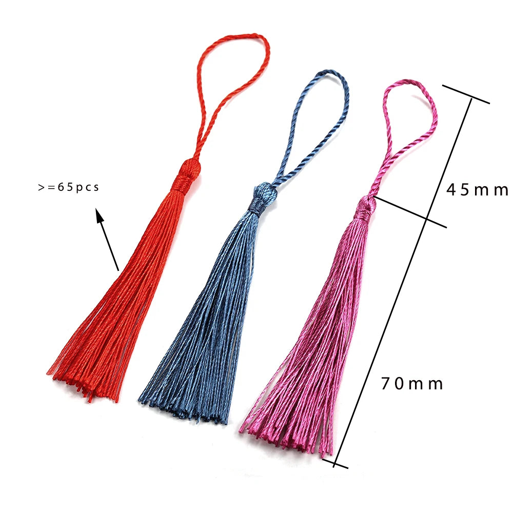 10-30 Uds. De flecos de borla de seda con cuerda colgante de 70mm