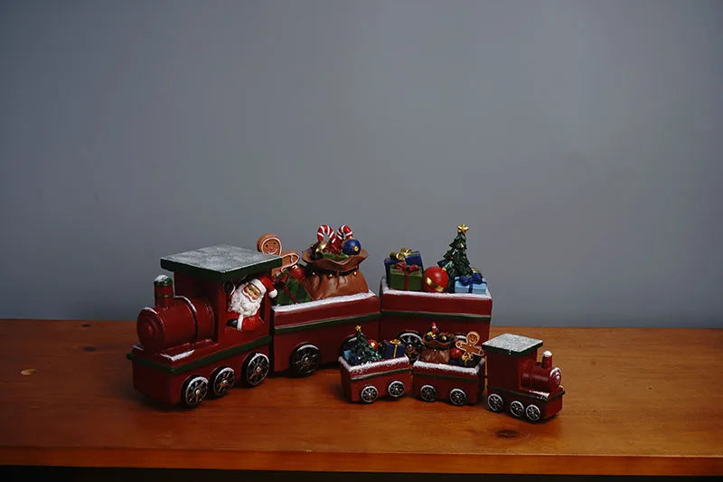 Figura de tren navideño de resina para decoración del hogar