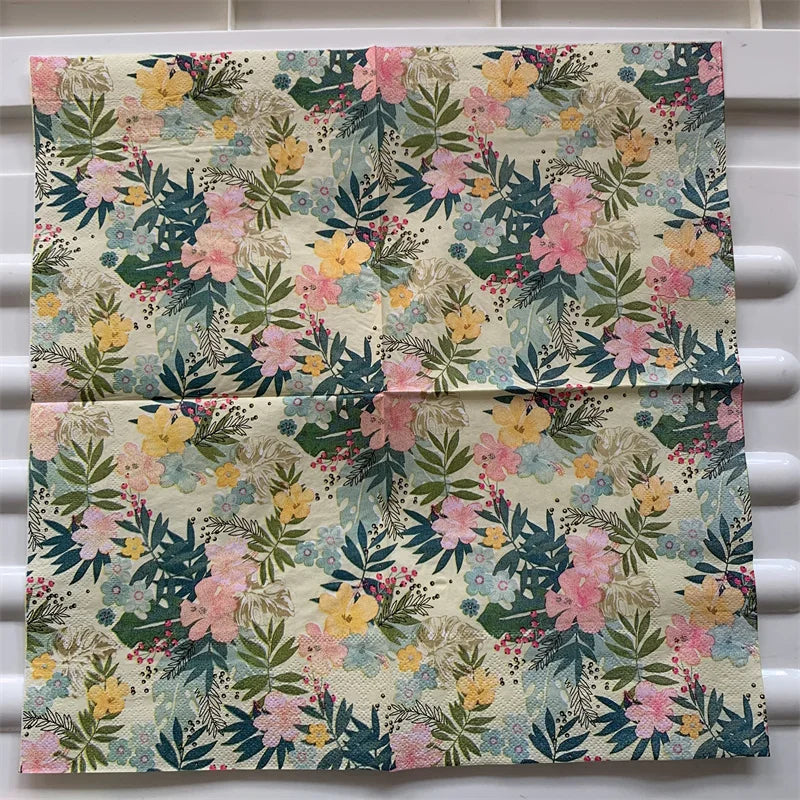 Decoupage-Servilletas de papel de flores, mariposas, 20 unidades