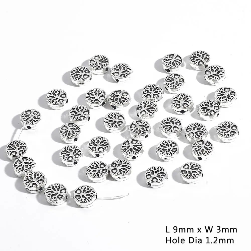 Cuentas espaciadoras de aleación con patrón oblato, mostacillas de metal, 20-30 Uds.