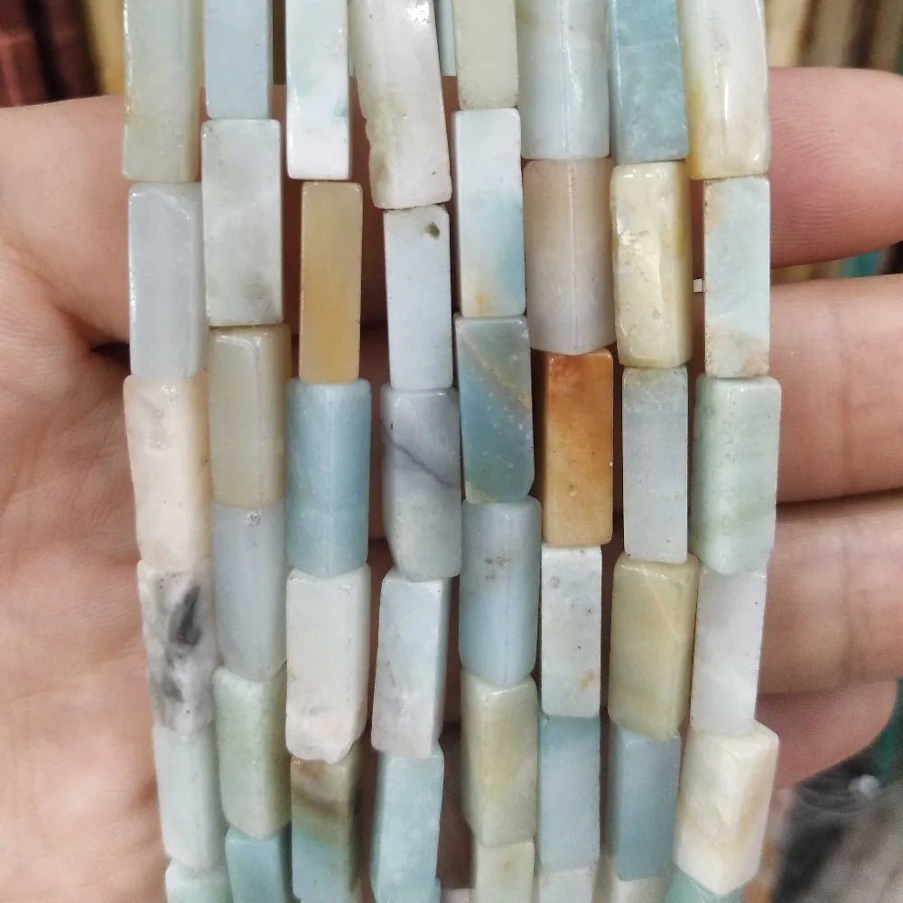 28PCS aprox. Piedra Natural cuadrada, Ojo de Tigre, lapislázuli, ágata, labradorita, jaspe, para fabricación de joyas 4*13mm