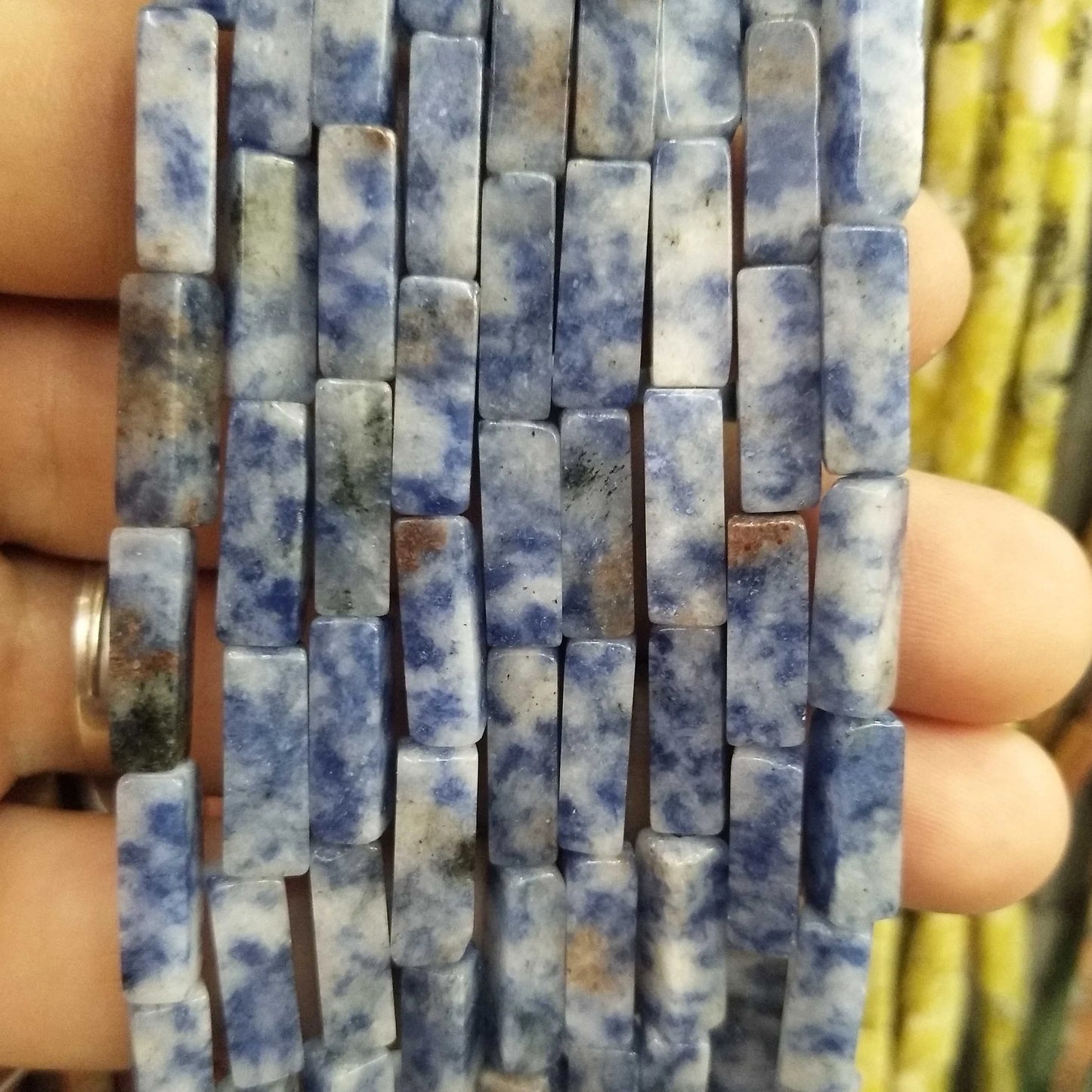 28PCS aprox. Piedra Natural cuadrada, Ojo de Tigre, lapislázuli, ágata, labradorita, jaspe, para fabricación de joyas 4*13mm