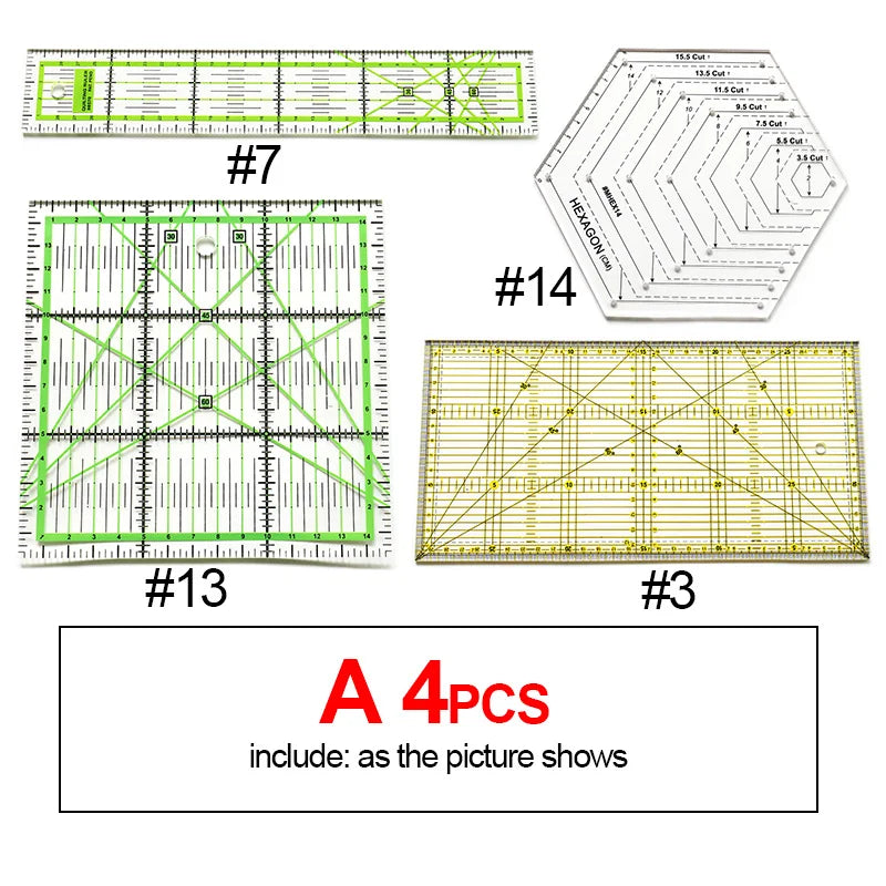 4 unids/set de reglas de costura, acrílicas