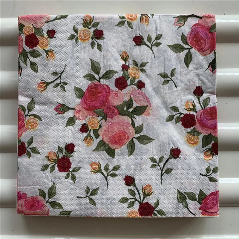 Decoupage-Servilletas de papel de flores, mariposas, 20 unidades