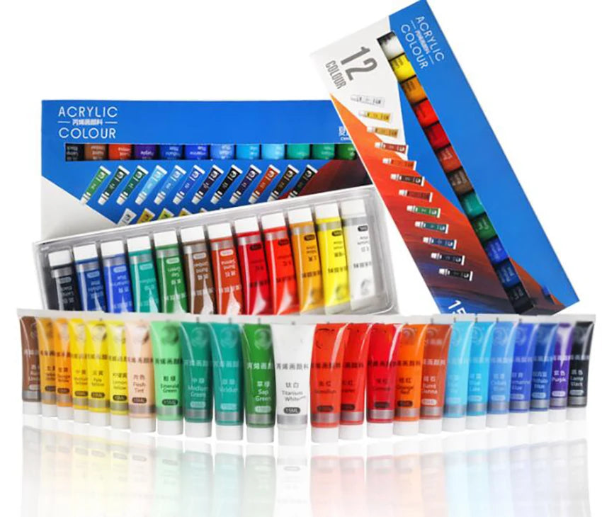 Juego de pinturas acrílicas de 15ML, 12/24 colores, pigmento para tela, ropa, uñas, vidrio, dibujo