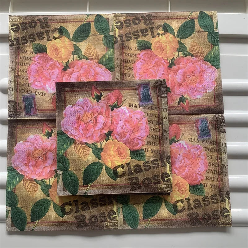 Decoupage-Servilletas de papel de flores, mariposas, 20 unidades