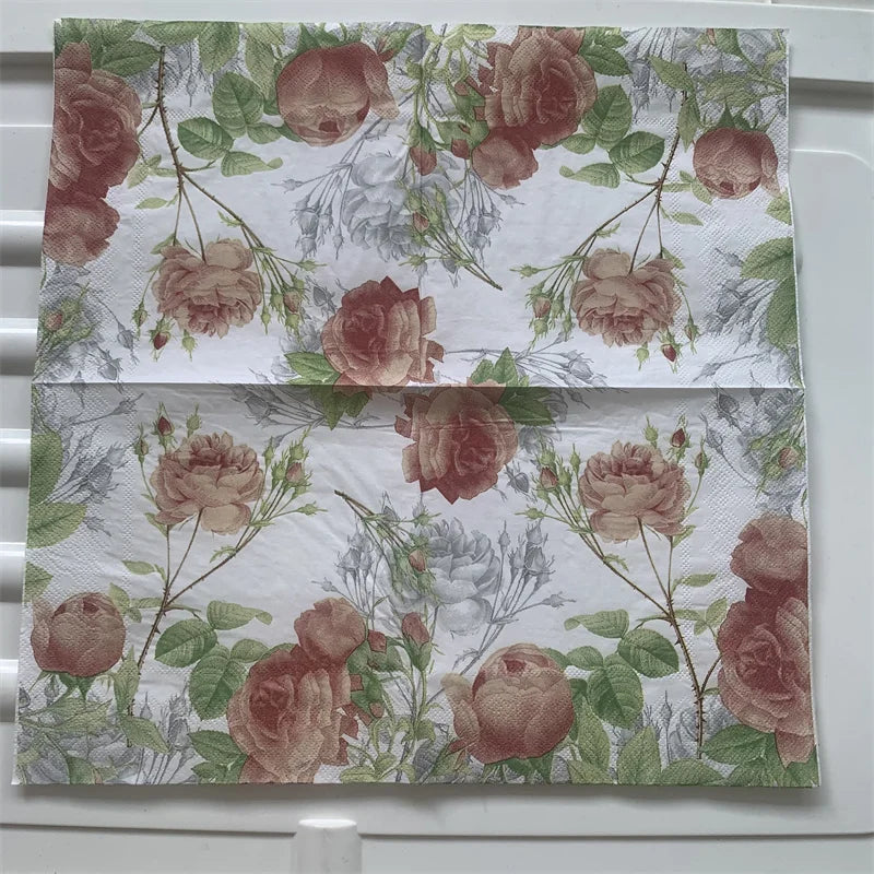 Decoupage-Servilletas de papel de flores, mariposas, 20 unidades