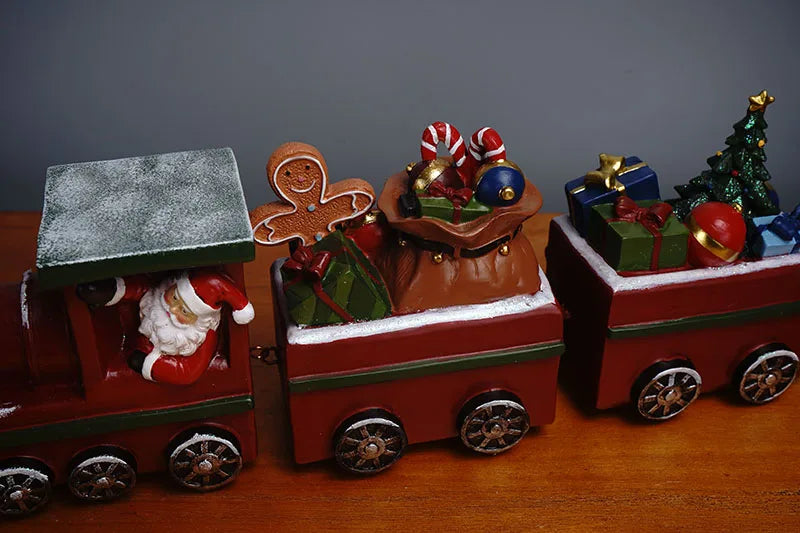 Figura de tren navideño de resina para decoración del hogar