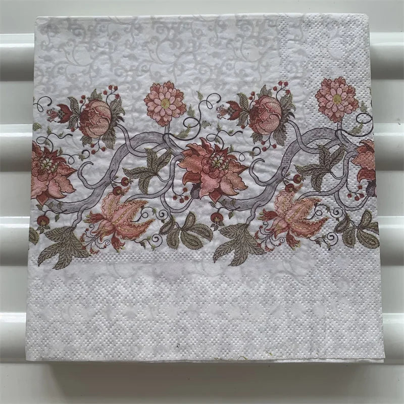 Decoupage-Servilletas de papel de flores, mariposas, 20 unidades