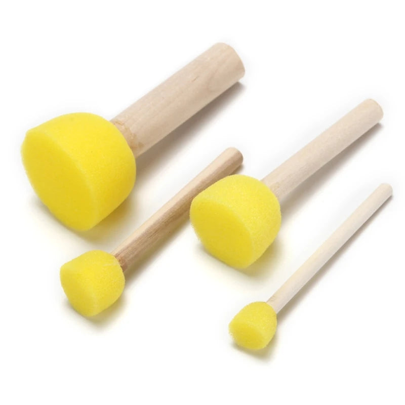 Juego de pinceles de esponja con mango de madera, 5 uds.