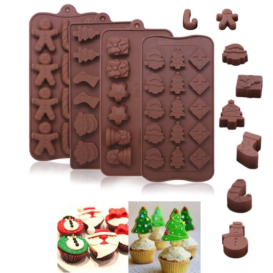 Moldes con forma de Navidad, bandejas decorativas para hornear, molde para Chocolate, molde para dulces de Navidad