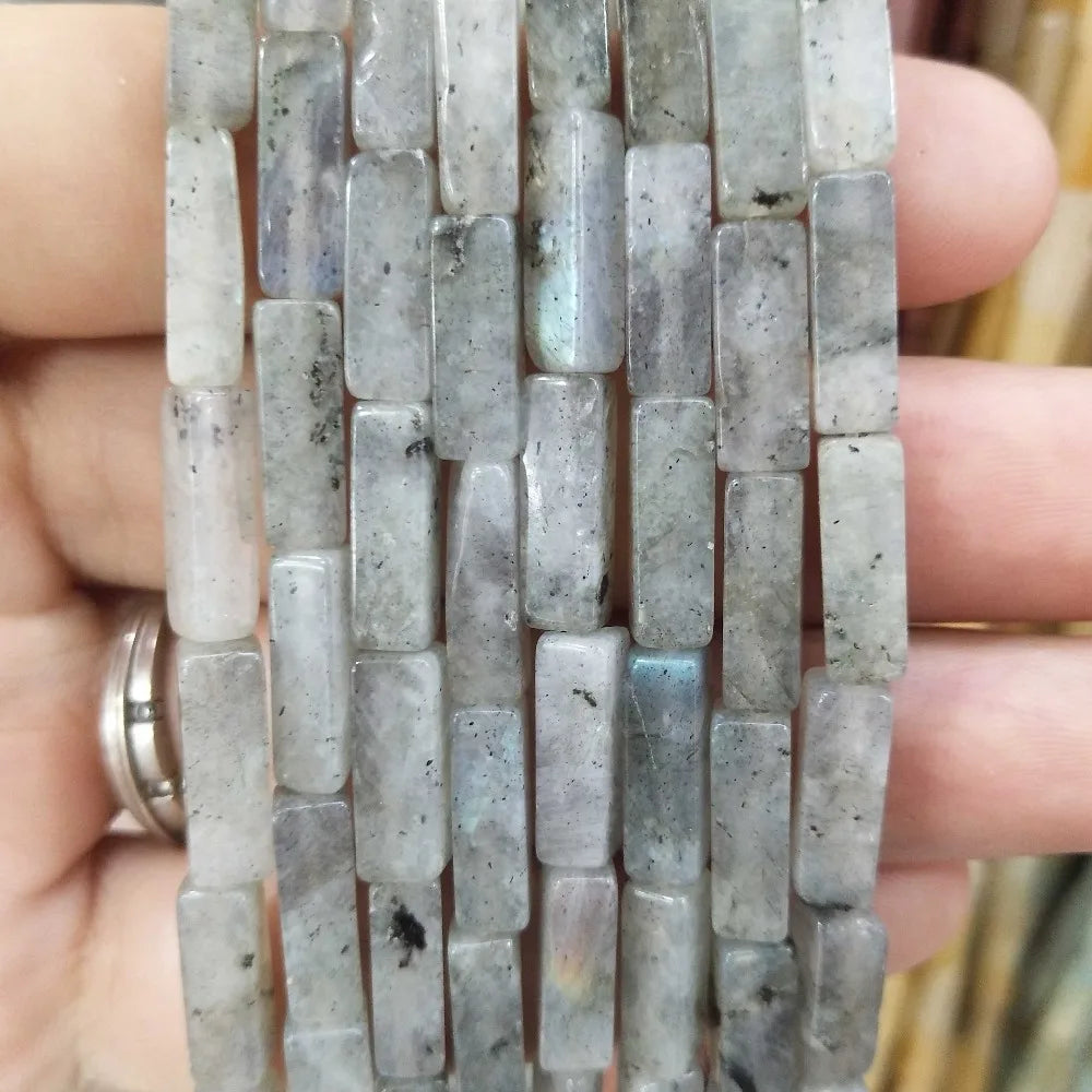 28PCS aprox. Piedra Natural cuadrada, Ojo de Tigre, lapislázuli, ágata, labradorita, jaspe, para fabricación de joyas 4*13mm