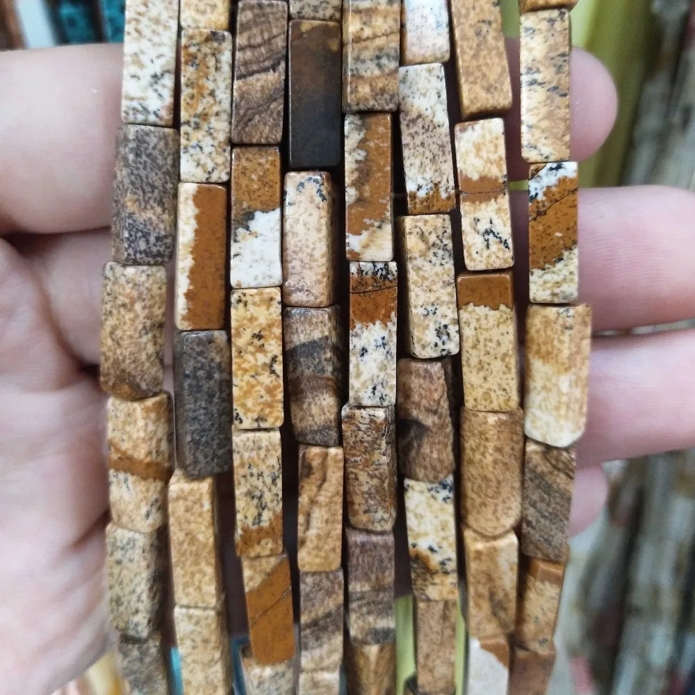 28PCS aprox. Piedra Natural cuadrada, Ojo de Tigre, lapislázuli, ágata, labradorita, jaspe, para fabricación de joyas 4*13mm