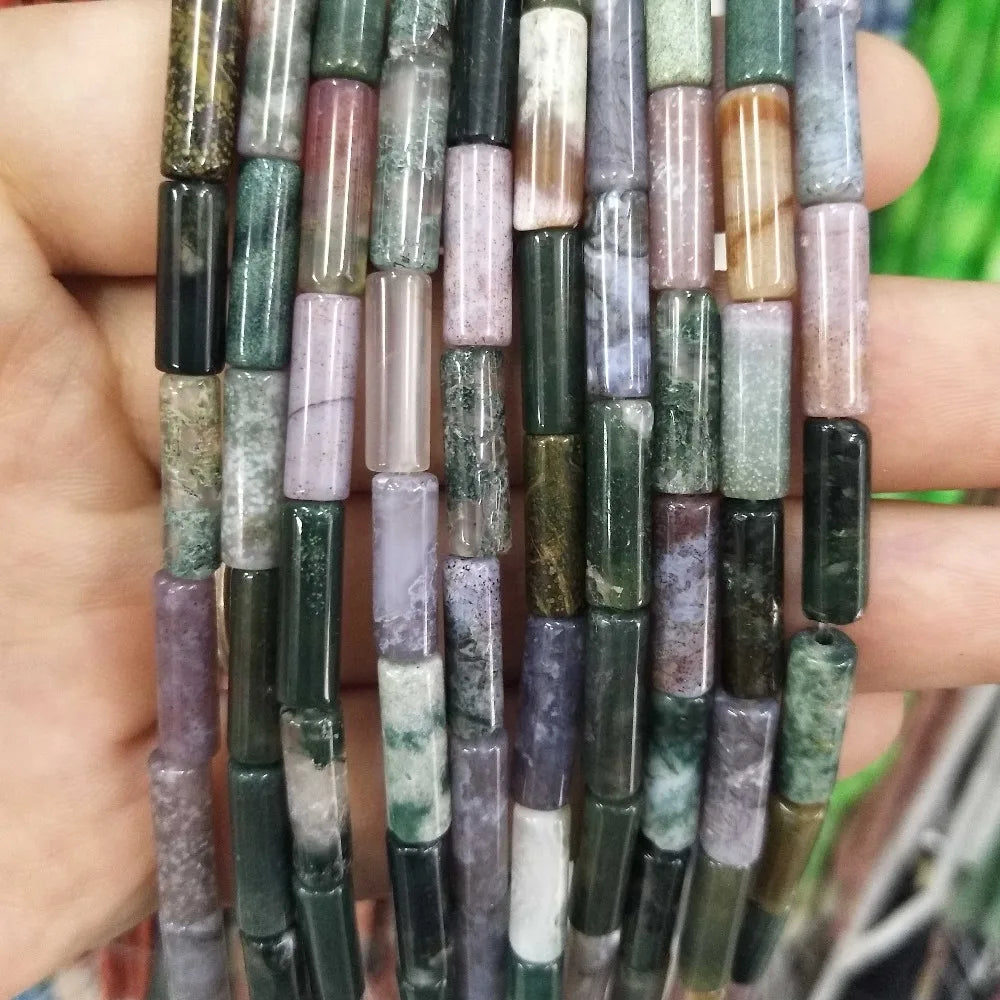 Cilindro de piedra Natural, turquesas, ágatas, lapislázuli, mostacillas de piedra