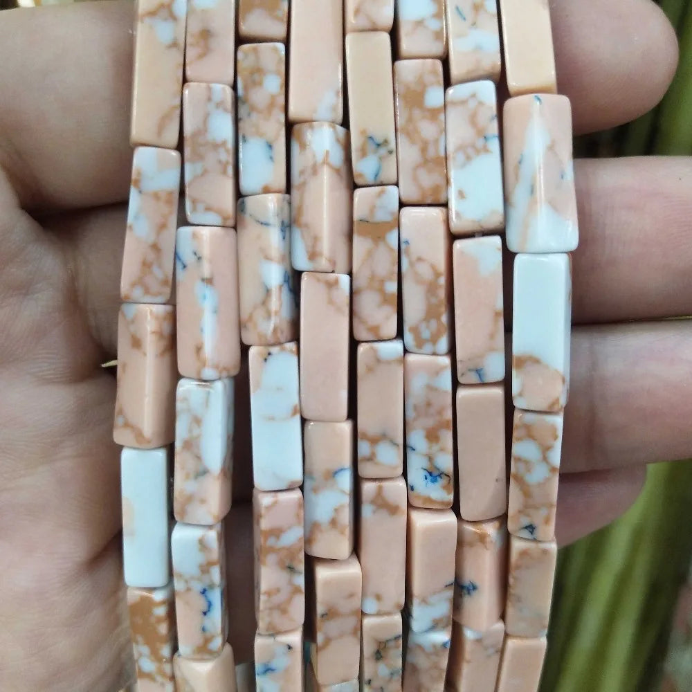 28PCS aprox. Piedra Natural cuadrada, Ojo de Tigre, lapislázuli, ágata, labradorita, jaspe, para fabricación de joyas 4*13mm