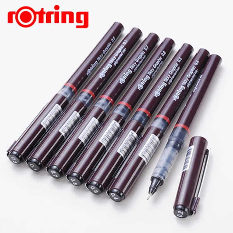Rotring Tikky: lápiz tiralíneas delineador desechable para diseño gráfico, 0,1/0,2/0,3/0,4/0,5/0,7mm, lote de 3 unidades