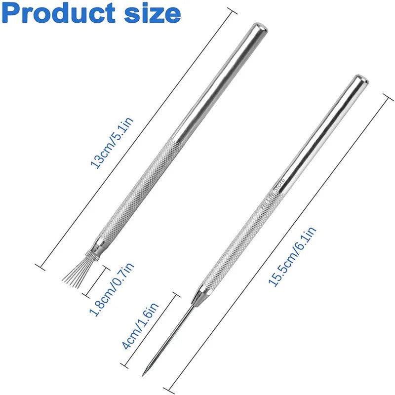 Cepillo de acero de siete púas y aguja de metal, herramienta de modelado, ultraligera