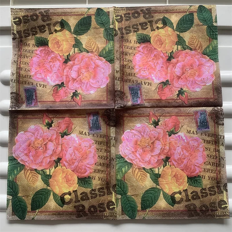 Decoupage-Servilletas de papel de flores, mariposas, 20 unidades