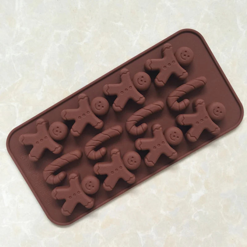 Molde de silicona antiadherente con formas de Navidad, para hornear galletas, chocolate, Fondant, dulces, etc.