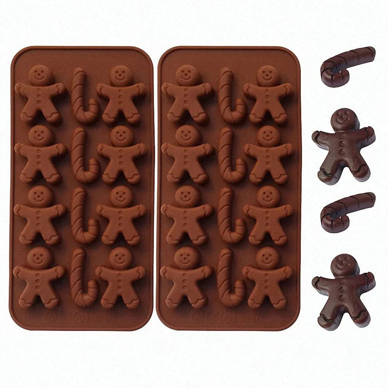 Molde de silicona antiadherente con formas de Navidad, para hornear galletas, chocolate, Fondant, dulces, etc.