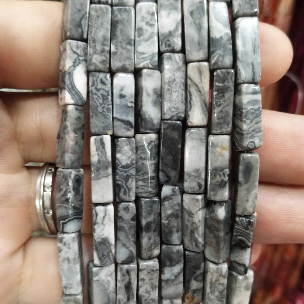 28PCS aprox. Piedra Natural cuadrada, Ojo de Tigre, lapislázuli, ágata, labradorita, jaspe, para fabricación de joyas 4*13mm