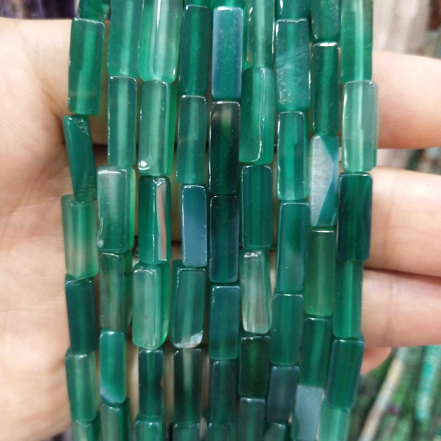 28PCS aprox. Piedra Natural cuadrada, Ojo de Tigre, lapislázuli, ágata, labradorita, jaspe, para fabricación de joyas 4*13mm