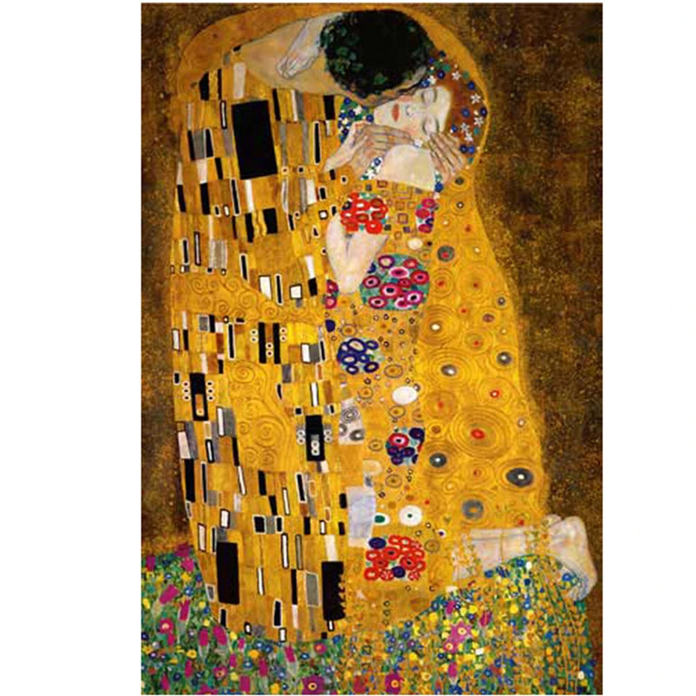 Klimt, El beso: bordado 11CT/14CT, Kits de punto de cruz, lienzo impreso, hilo de algodón