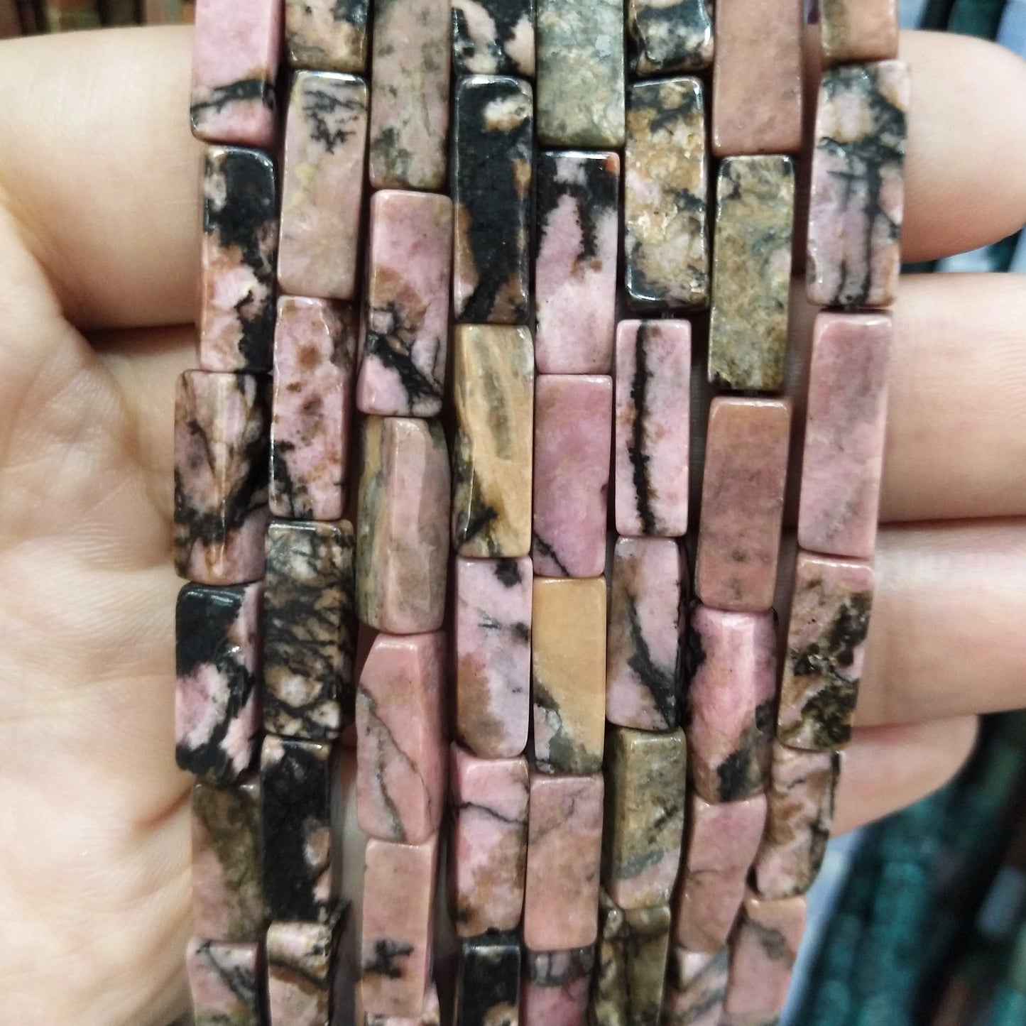 28PCS aprox. Piedra Natural cuadrada, Ojo de Tigre, lapislázuli, ágata, labradorita, jaspe, para fabricación de joyas 4*13mm