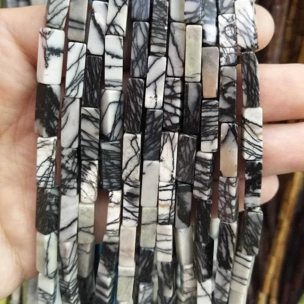 28PCS aprox. Piedra Natural cuadrada, Ojo de Tigre, lapislázuli, ágata, labradorita, jaspe, para fabricación de joyas 4*13mm