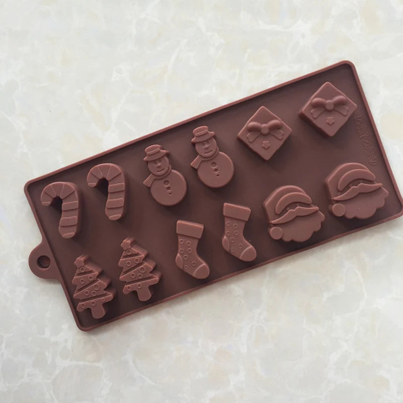 Molde de silicona antiadherente con formas de Navidad, para hornear galletas, chocolate, Fondant, dulces, etc.